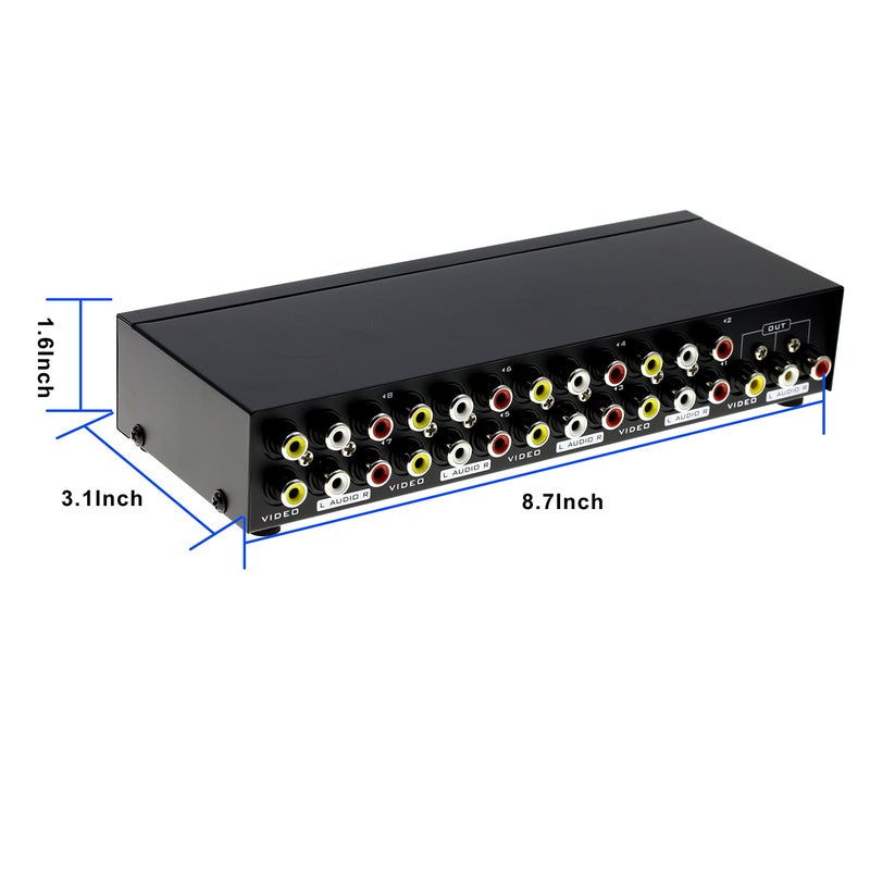 Optimal Shop 8-Way Composite Video Audio 3 RCA AV Switch Switcher Box Selector 8 in 1 Out 8x1 - Image 3